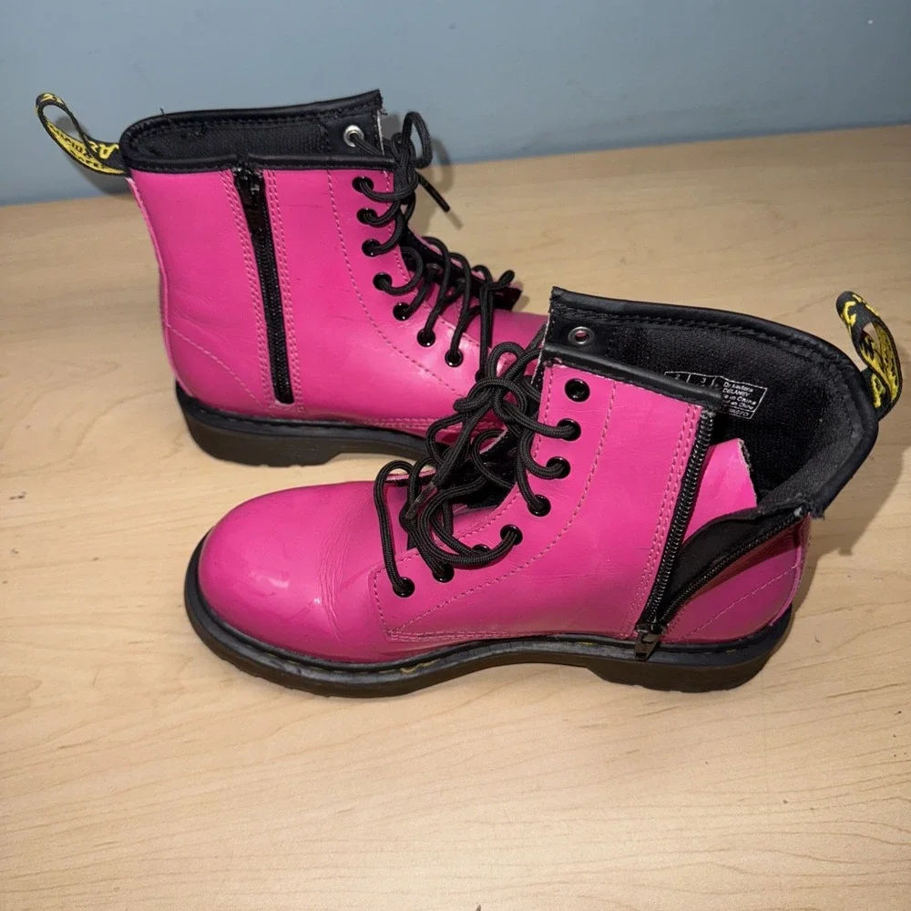Dr Doc Martens Little Girls Hot Pink Boots Size 2Y